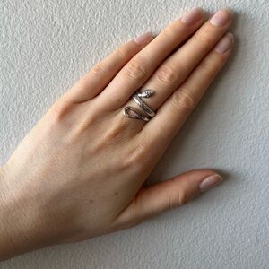 Stainless Steel Snake Rap Open Ring size 7